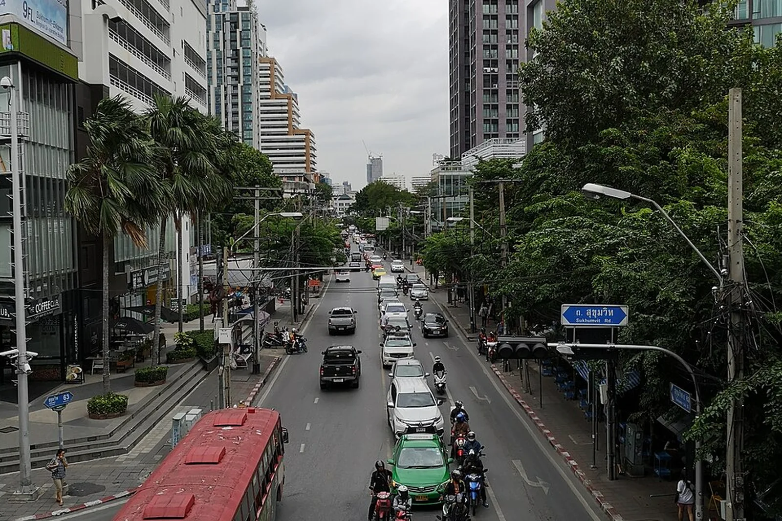 Street-level view along Ekkamai Road in Bangkok