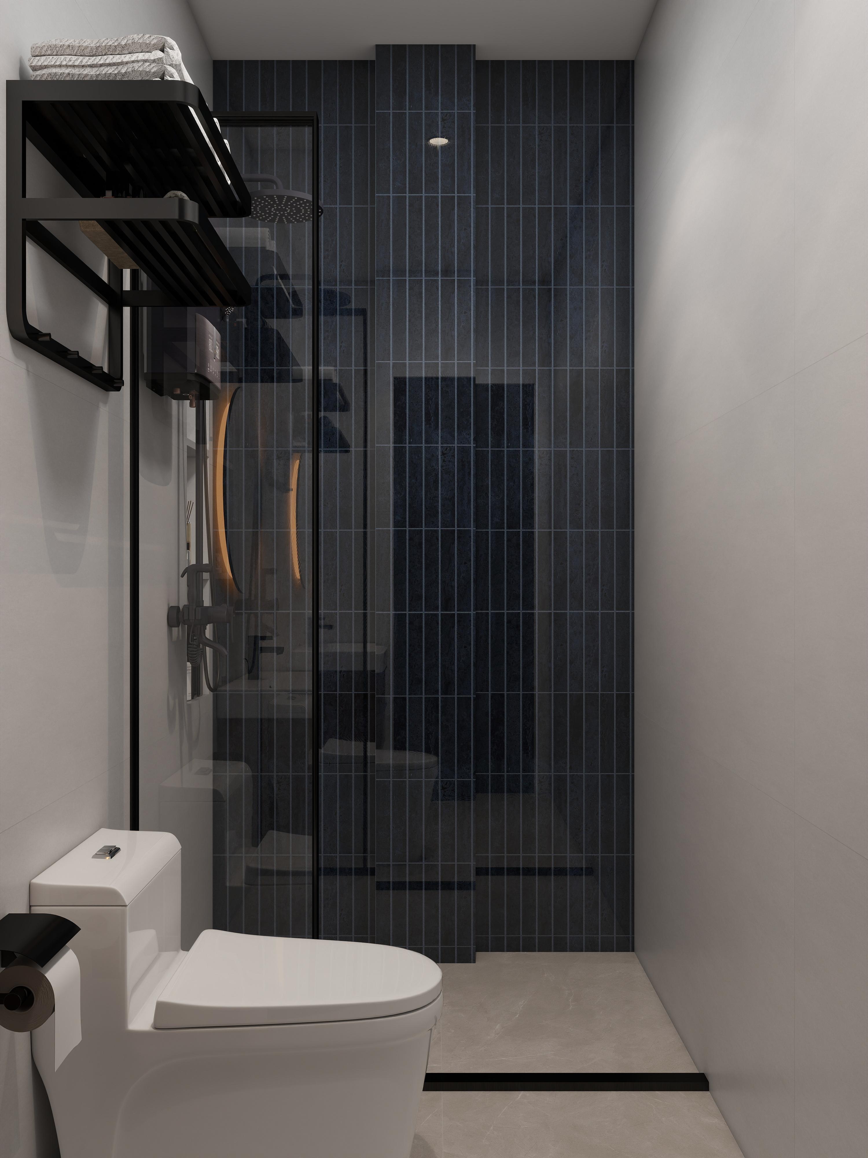 Residence bathroom with dark blue tiles from the latest WITHIN design deck